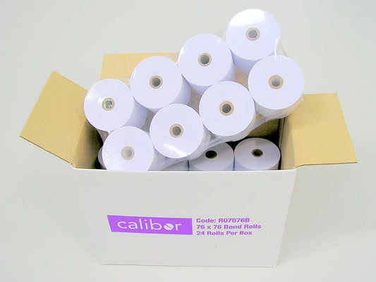 Calibor Bond Paper Roll 76mm X 76mm 24 Rolls/Box