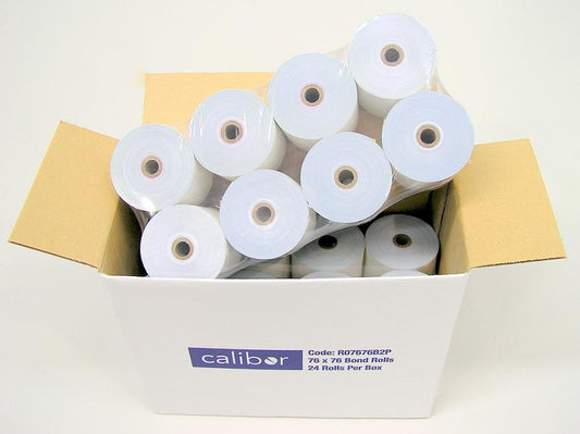 Calibor Bond 2 Ply Paper Roll 76mm X 76mm 50 Rolls/Box